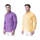 KLOSET By RIAG 100% Cotton Regular Fit Solids Full Sleeves Men's Casual Shirt - Yellow ( Pack of 2 ) - None