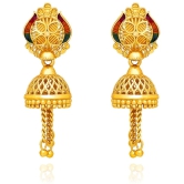 LUV FASHION Golden Jhumki Earrings ( Pack of 1 ) - Golden