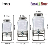 Treo Cask Dispensing Jar With Steel Tap and Iron Stand | Glass | Transparent | 1 Pc 8 Litres