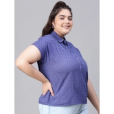 Oxolloxo Plus Size Self Design Extended Sleeves Cotton Shirt Style Top