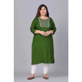 Preksha Rayon Embroidered Straight Womens Kurti - Green ( Pack of 1 ) - None