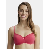 Jockey 1723 Wirefree Padded Super Combed Cotton Elastane Lace Styling T-Shirt Bra - Ruby - None