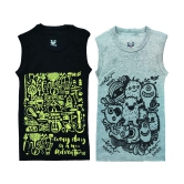 HAP Boys Multicolor Printed Vest | Tank top |Sleeveless Tshirt - Pack of 2  /Any Colour - None