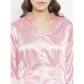 Women Pink Solid Satin Top