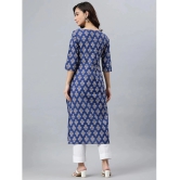 Janasya - Blue Cotton Womens Straight Kurti ( Pack of 1 ) - None