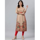 Janasya Silk Blend Printed Straight Womens Kurti - Beige ( Pack of 1 ) - None