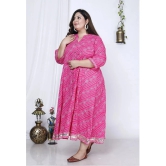 Swasti Cotton Blend Printed Flared Womens Kurti - Pink ( Pack of 1 ) - None