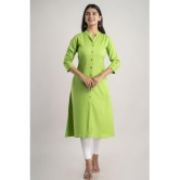 MAUKA - Green Rayon Women''s Front Slit Kurti ( Pack of 1 ) - None