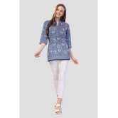 Meher Impex Cotton Blend Printed A-line Women''s Kurti - Blue ( Pack of 1 ) - None