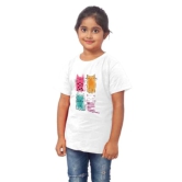 Girls Cotton Cat Half Sleeve TShirt (White) PID41470