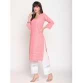 Queenley - Peach Cotton Women's Straight Kurti ( Pack of 1 ) - L