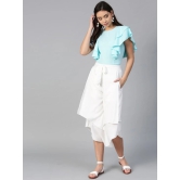 Women Off White & Peach-Coloured Ruffled Top with Layered Trousers