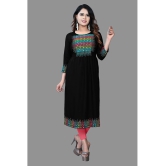 haya fashion - Black Rayon Women's Straight Kurti ( Pack of 1 ) - None