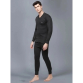 Dollar Pack of 1 Cotton Blend Mens Thermal Sets ( Black ) - None