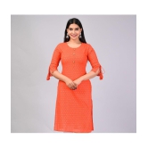 MAUKA Rayon Printed Straight Women's Kurti - Orange ( Pack of 1 ) - None