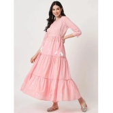 AMIRAS INDIAN ETHNICWEAR Cotton Printed Ankle Length Womens Fit & Flare Dress - Pink ( Pack of 1 ) - None