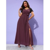 Miss Chase Polyester Embellished Full Length Womens Wrap Dress - Mauve ( Pack of 1 ) - None