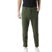 Men Regular Fit Green Cotton Blend Trousers