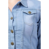 FUNDAY FASHION Full Sleeve Blue Solid Women's Denim Jacket (Large, New Light Blue)