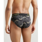 Jockey FP22 Men Super Combed Cotton Elastane Stretch Printed Brief - Black & Empire Yellow - None