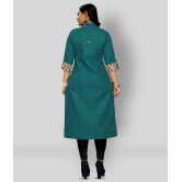 Rangrasiya - Green Cotton Women's Front Slit Kurti ( Pack of 1 ) - 3XL