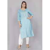 HIGHLIGHT FASHION EXPORT - Light Blue Cotton Womens Straight Kurti ( Pack of 1 ) - None