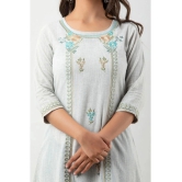 MAUKA - Silver Cotton Womens A-line Kurti ( Pack of 1 ) - None