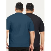 YHA Cotton Blend Regular Fit Solid Half Sleeves Mens T-Shirt - Blue ( Pack of 2 ) - None