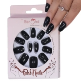 SHORT GLOSSY NAILS-(NAIL KIT INCLUDED)-Dark Black