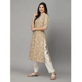 Stylum Rayon Printed Front Slit Womens Kurti - Beige ( Pack of 1 ) - None