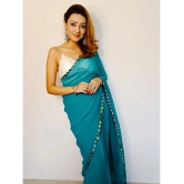 ANAND SAREES Chiffon Solid Saree With Blouse Piece - Light Blue ( Pack of 1 ) - Light Blue