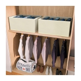 HOMETALES Non-Woven 5 Compartments Foldable Wardrobe Storage Organisers for Shirt, Denims, Pants, T-Shirt,Beige (2U)