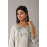 MAUKA - Silver Cotton Womens Flared Kurti ( Pack of 1 ) - None