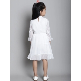 MINI & MING Girls Mock Neck Bell Sleeves Georgette Fit & Flare Dress