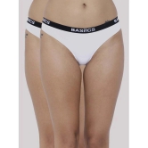 BASIICS By La Intimo Pack of 2 Cotton Lycra Solid Womens Bikini ( White ) BCPBR080B - None