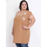 Oxolloxo Women Brown Solid Embroidered Tunic