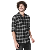 Black & Off White Windowpane Check Slim Fit Casual Shirt