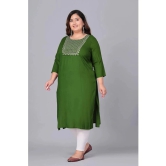 Preksha Rayon Embroidered Straight Womens Kurti - Green ( Pack of 1 ) - None