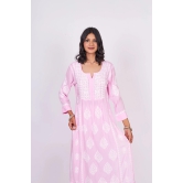 Modal Chikankari Nyra Kurti- Pink-S