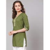 Antaran Cotton Printed Straight Womens Kurti - Green ( Pack of 1 ) - None