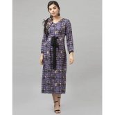 Selvia Crepe Printed Knee Length Womens A-Line Dress - Purple ( Pack of 1 ) - None