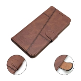 NBOX - Brown Artificial Leather Flip Cover Compatible For Vivo T1 5G ( Pack of 1 ) - Brown