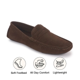 UrbanMark Men Comfortable Suede Leather Slip-On Loafers- Brown - 8