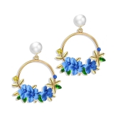 YouBella Jewellery Earrings for women stylish Latest Design Floral Resin Earrings for Girls and Women (Blue) - Blue