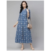 Divena Blue Cotton Straight Kurti - Single - 5XL