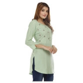 JC4U - Green Rayon Womens Straight Kurti ( Pack of 1 ) - XL