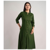 MAUKA - Green Rayon Women''s Front Slit Kurti ( Pack of 1 ) - None