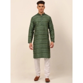 Men Sequinned Kurta with Churidar-S / Green