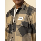 Rigo Flannel Oversized Fit Checks Full Sleeves Mens Casual Shirt - Beige ( Pack of 1 ) - None