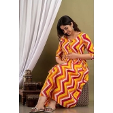 Women's Cotton Floral Printed Anarkali Maternity Breast Feeding Kurti-Yellow